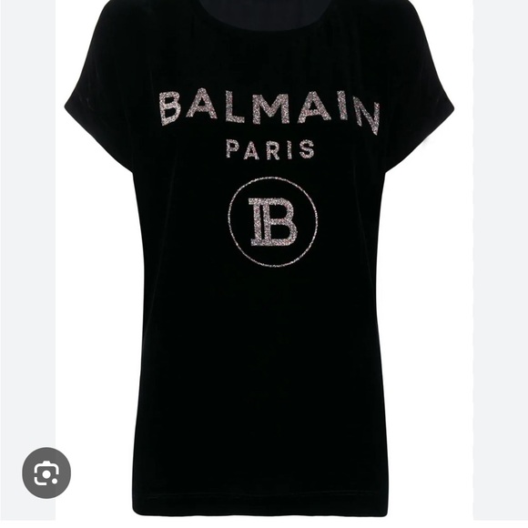 BALMAIN Velvet glitter logo top - Picture 8 of 10